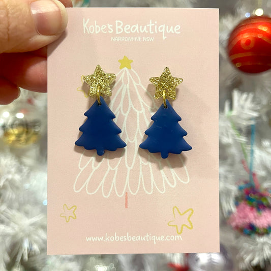 Christmas Tree Dangles - Gold and Blue