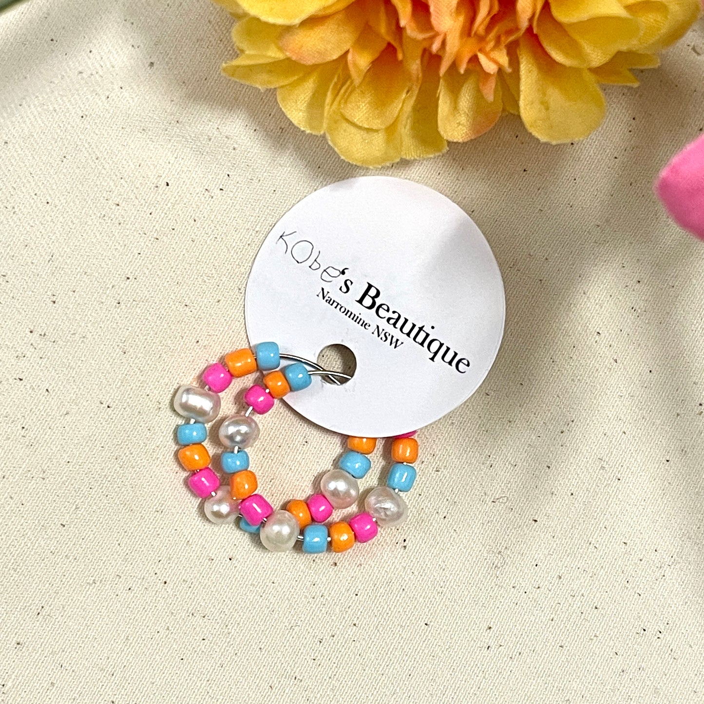 Colourful Pearl Hoops