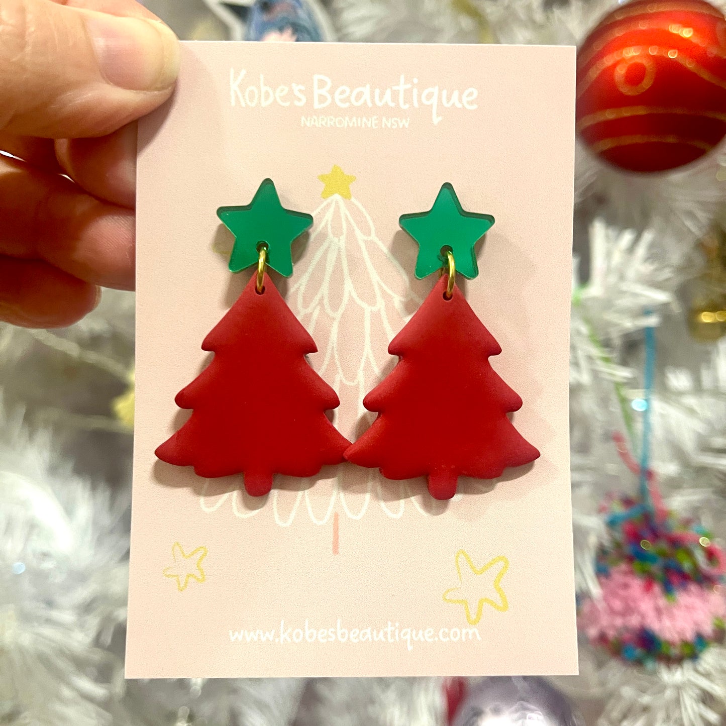Christmas Tree Dangles - Green and Red