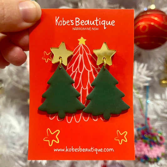 Christmas Tree Dangles - Gold and Green