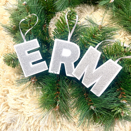 Glitter Letter Ornament - Silver