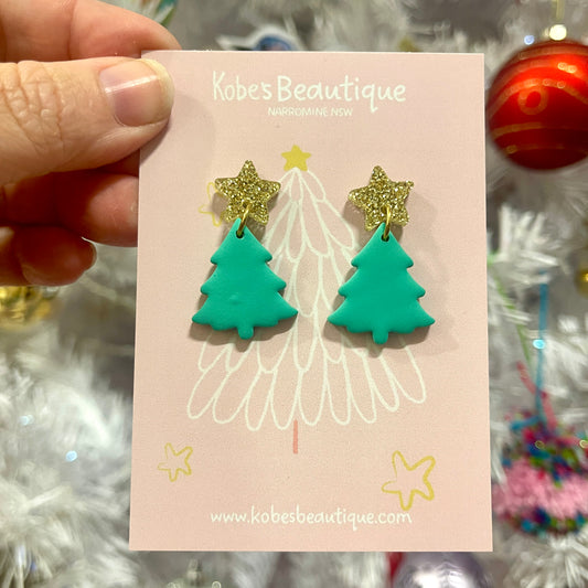 Christmas Tree Dangles - Gold and Teal