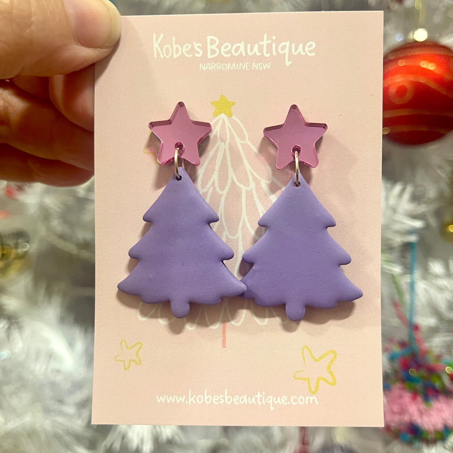 Christmas Tree Dangles - Pink and Purple