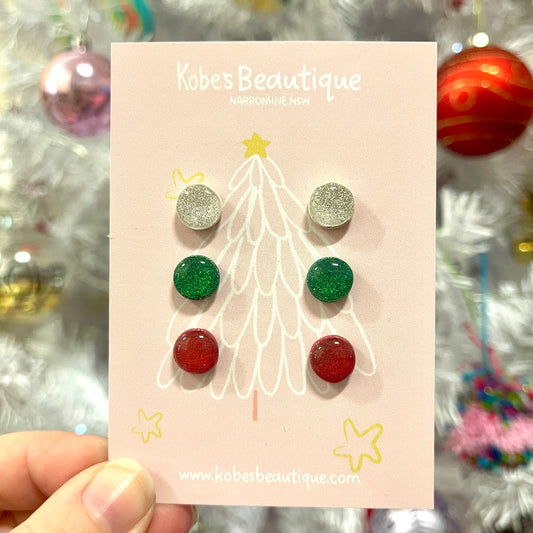 Christmas Mini Studs - 3pk