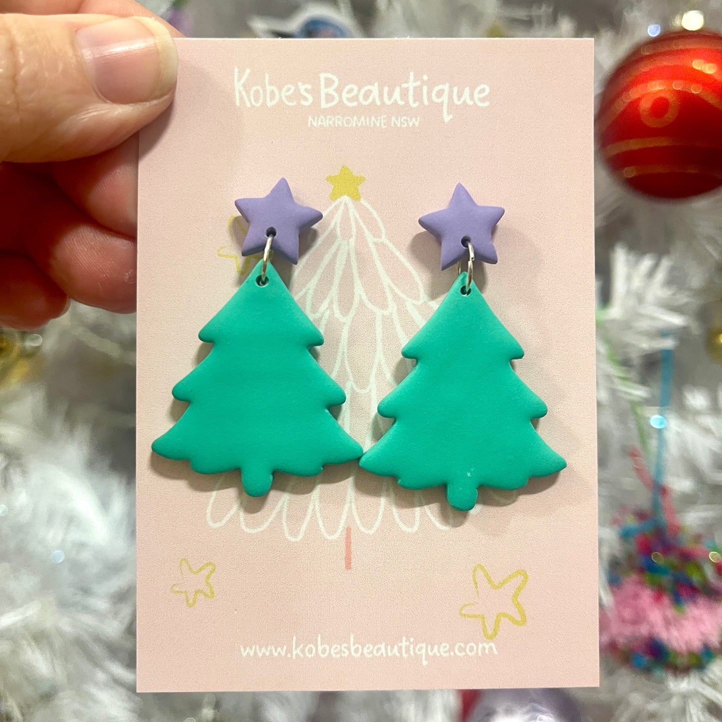 Christmas Tree Dangles - Purple and Teal