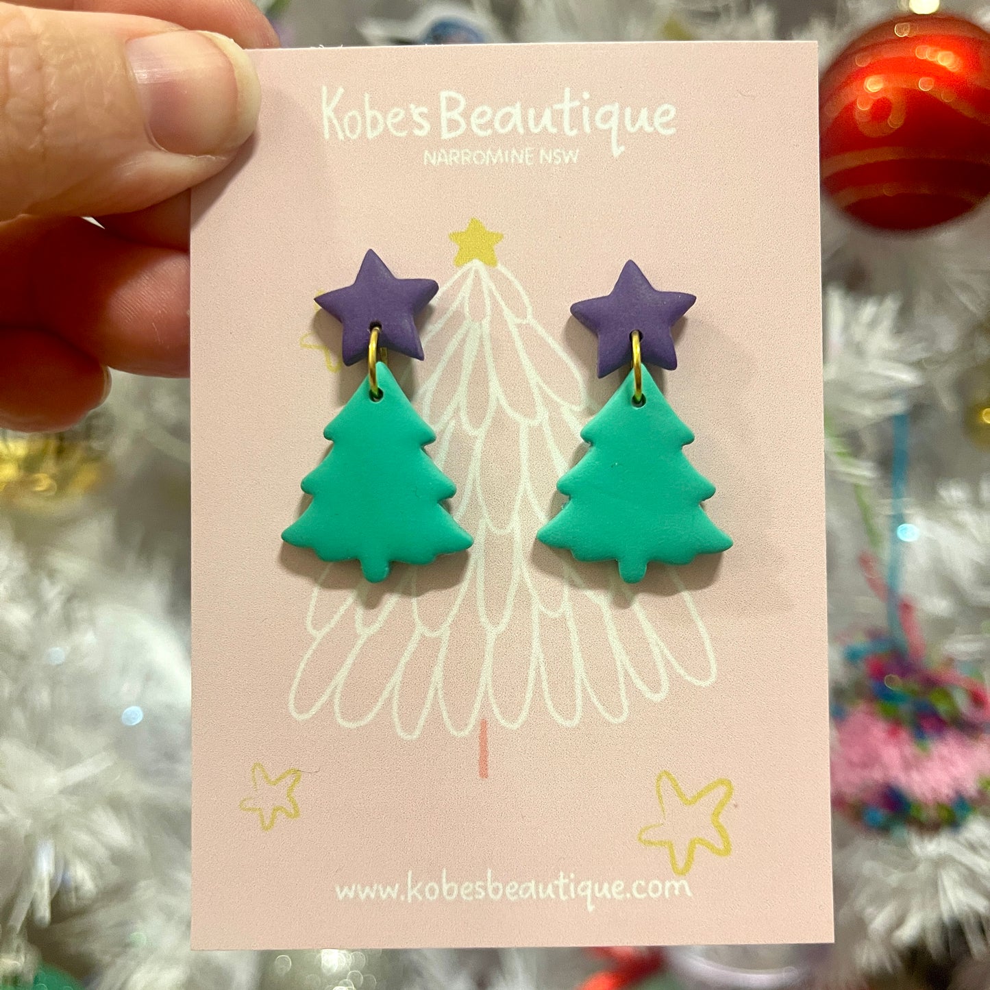 Christmas Tree Dangles - Purple and Teal
