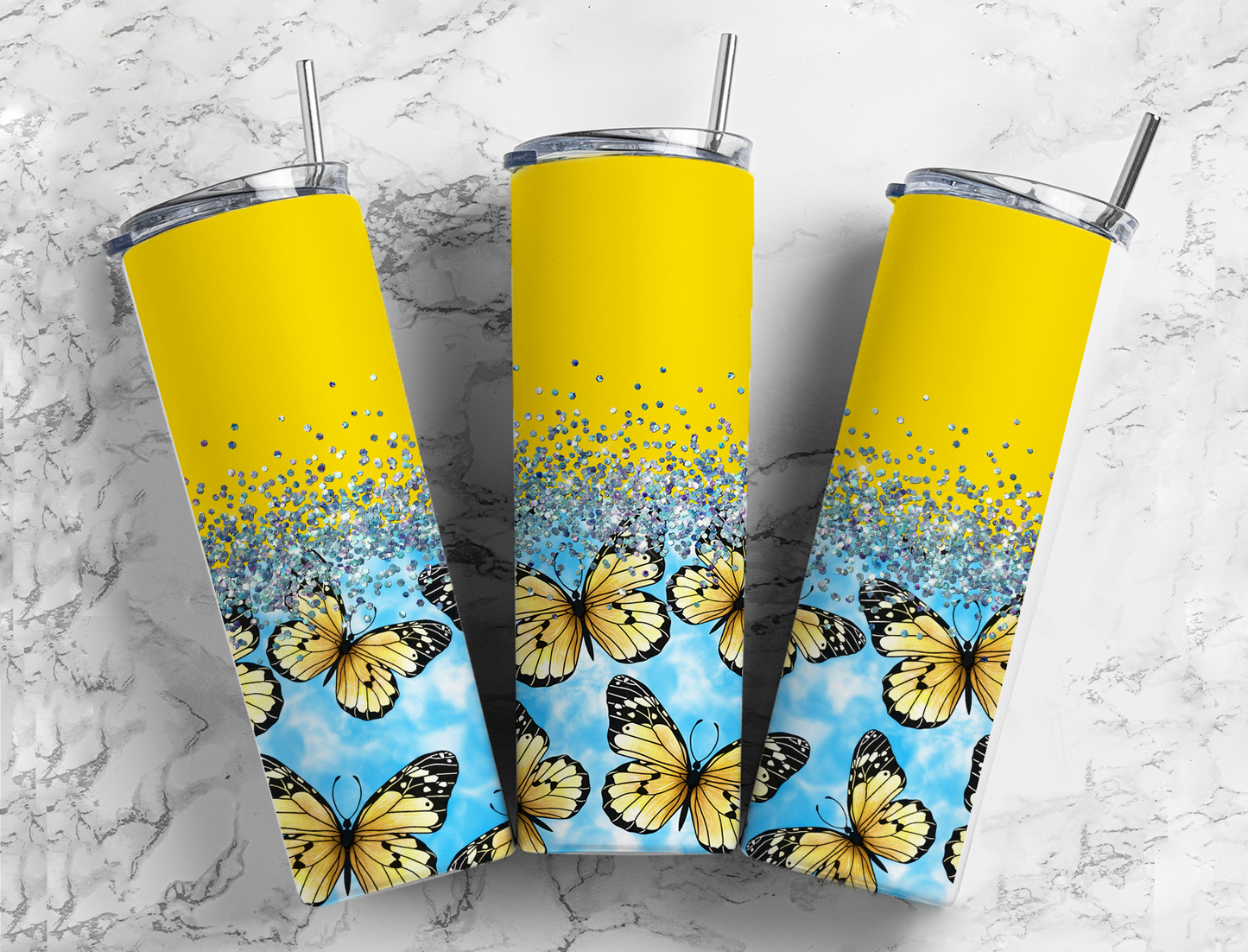 Yellow Butterflies - Tumbler