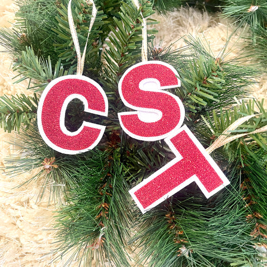 Glitter Letter Ornament - Red