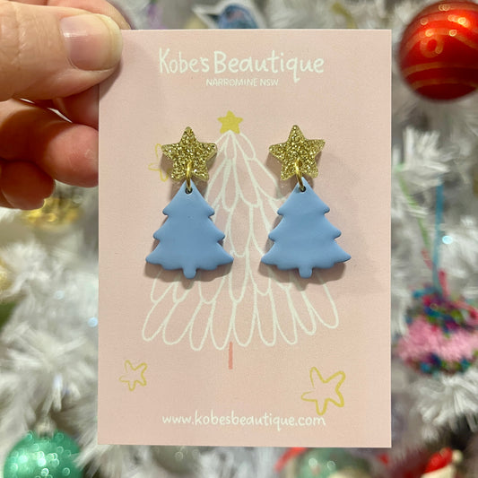 Christmas Tree Dangles - Gold and Blue