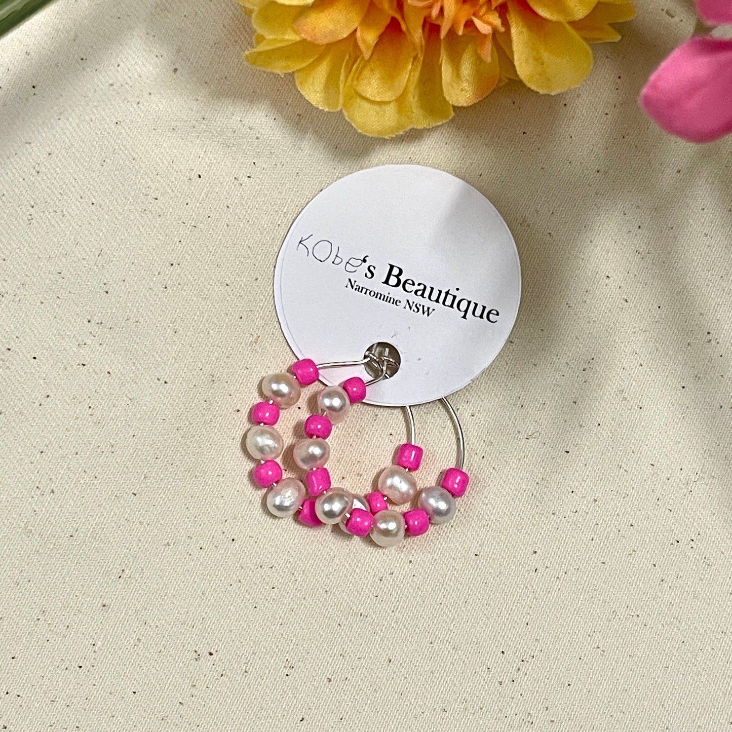 Colourful Pearl Hoops