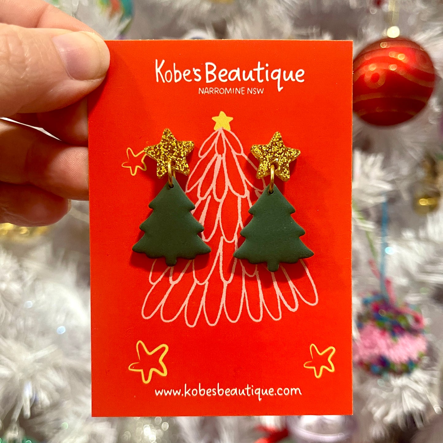 Christmas Tree Dangles - Gold and Green