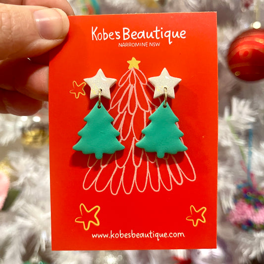 Christmas Tree Dangles - White and Teal