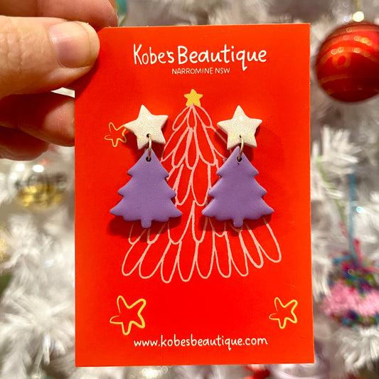 Christmas Tree Dangles - White and Purple