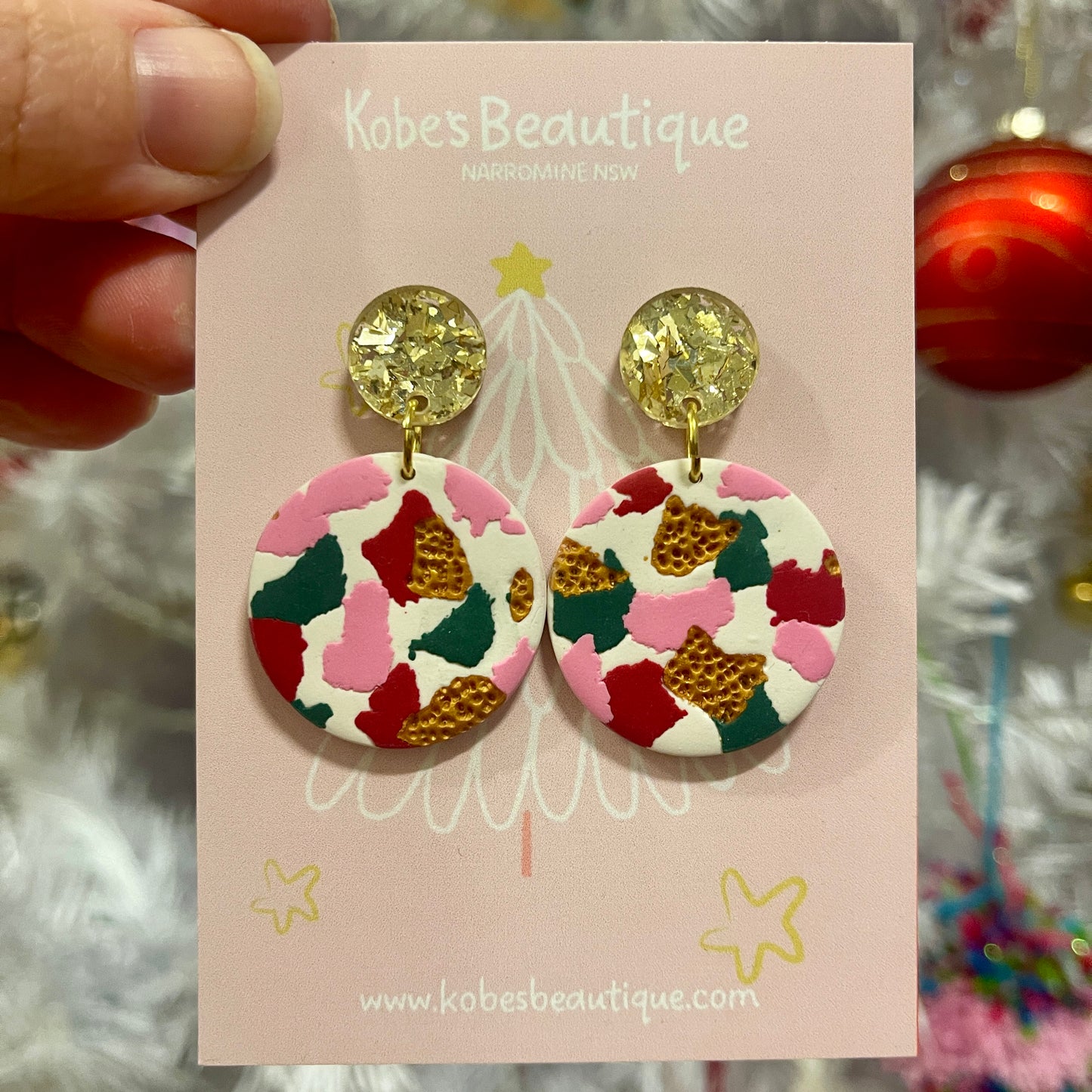 Christmas Dangles - Gold, Green, Red and Pink