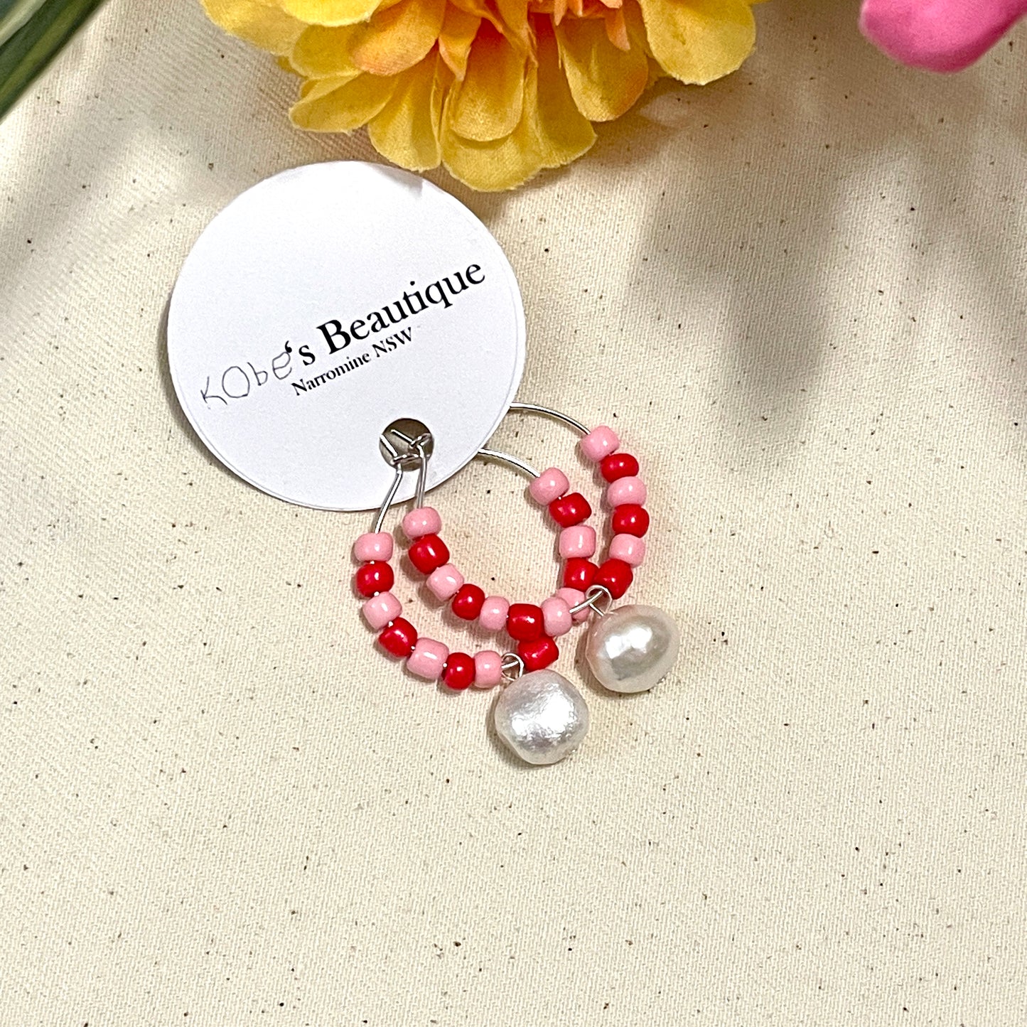 Colourful Pearl Hoops