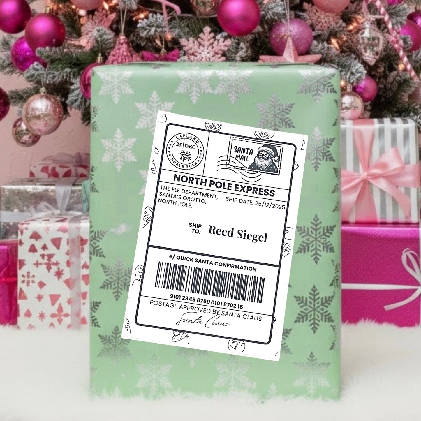 Official North Pole Shipping Labels – Pack of 10 Candy Cane
