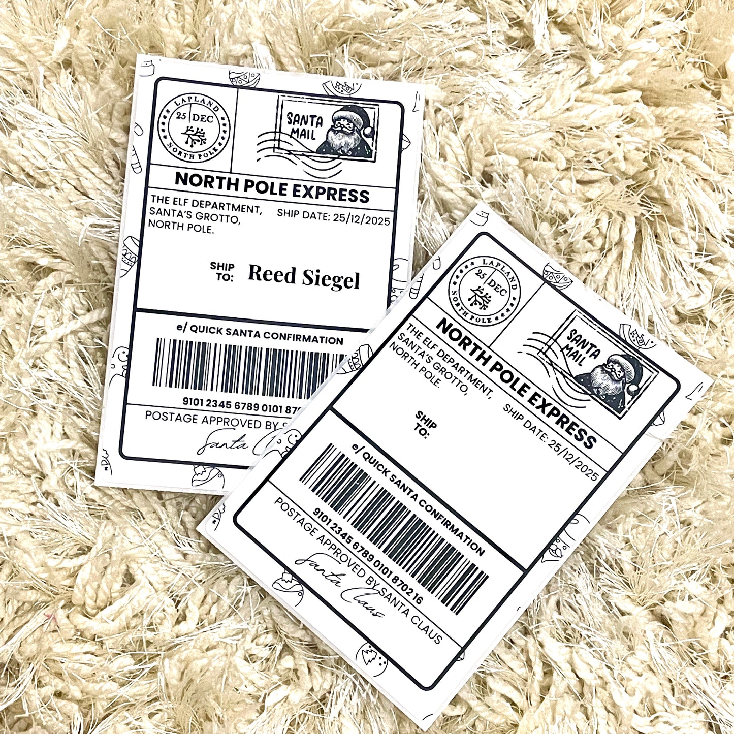 Official North Pole Shipping Labels – Pack of 10 Candy Cane