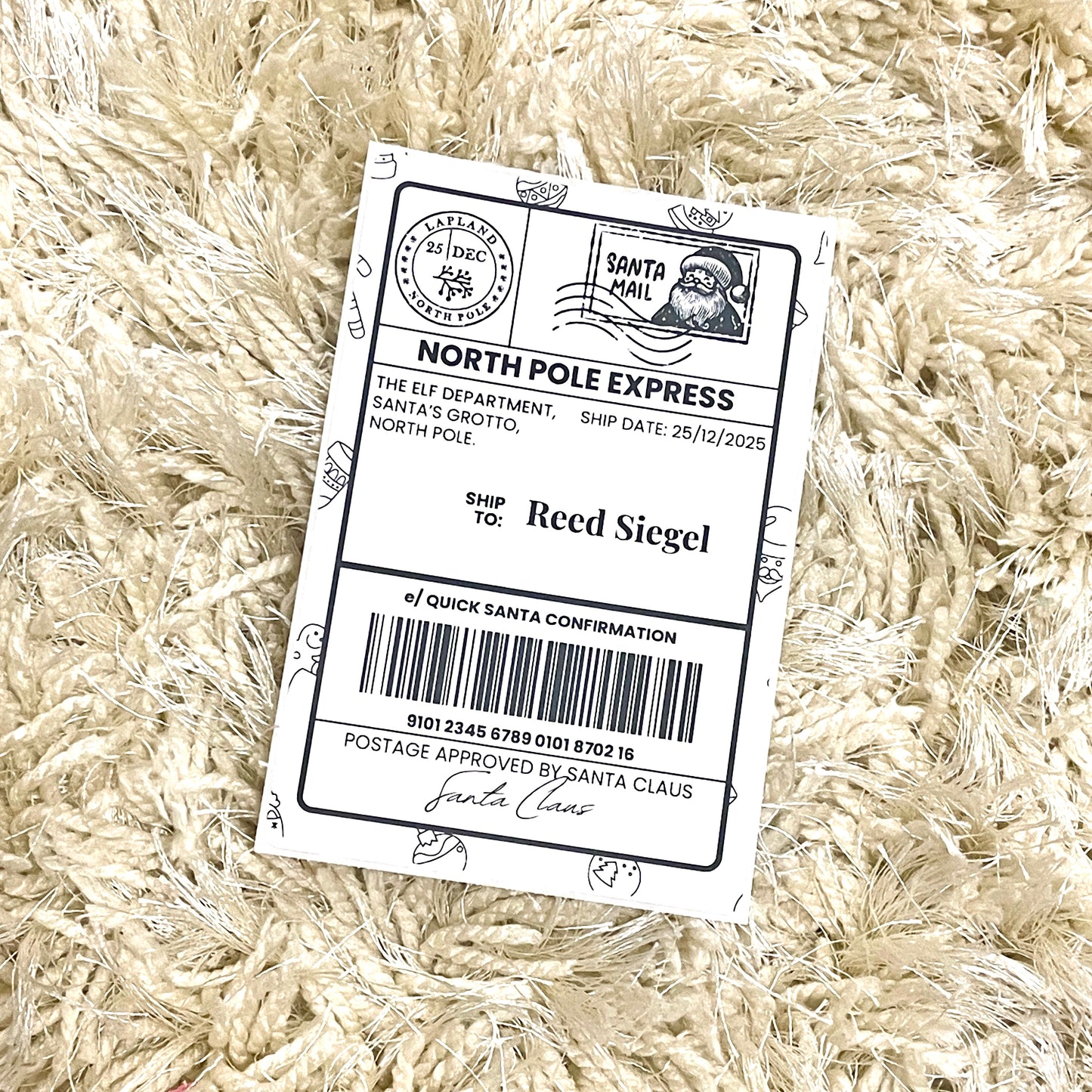 Official North Pole Shipping Labels – Pack of 10 Candy Cane