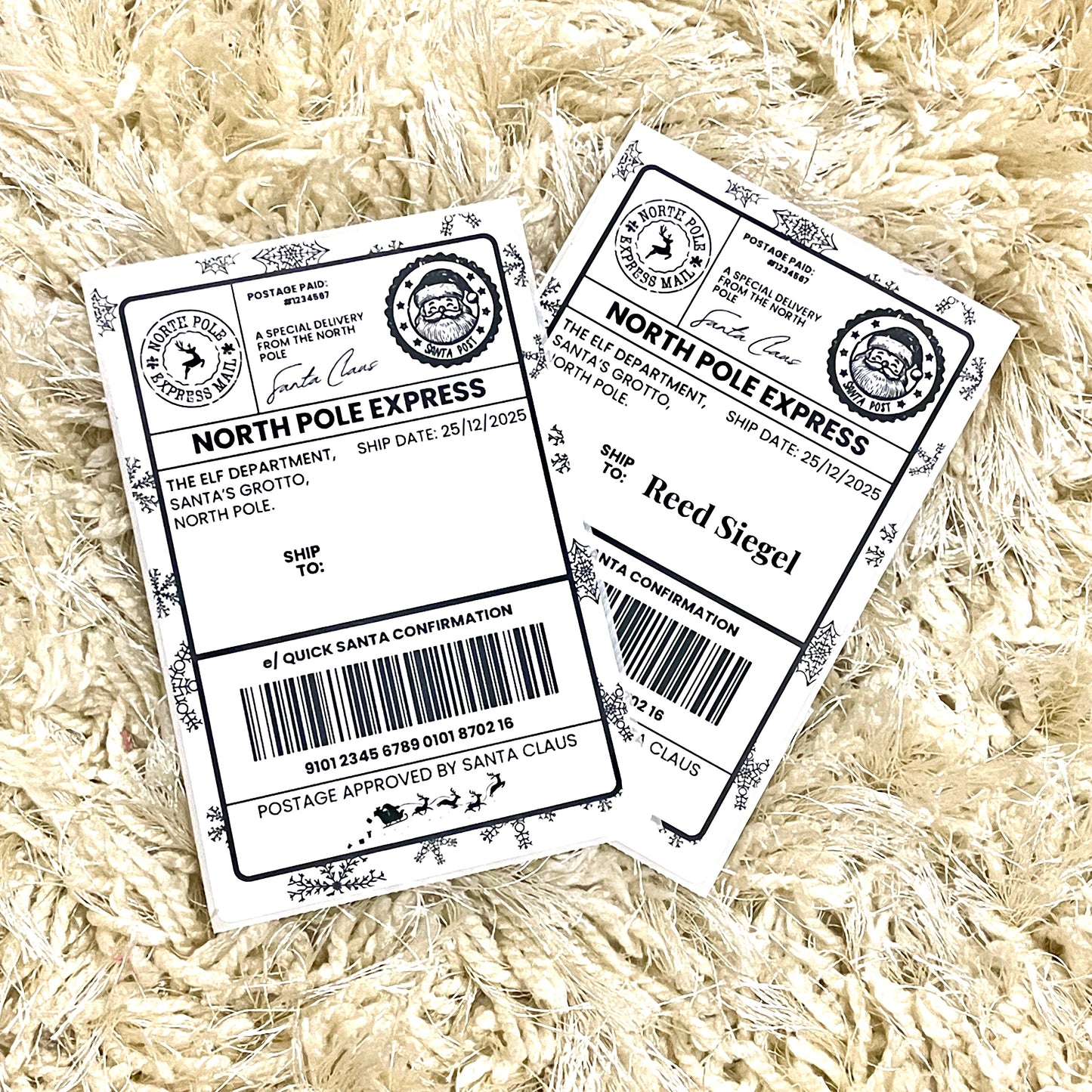 Official North Pole Shipping Labels – Pack of 10 Snow Flake