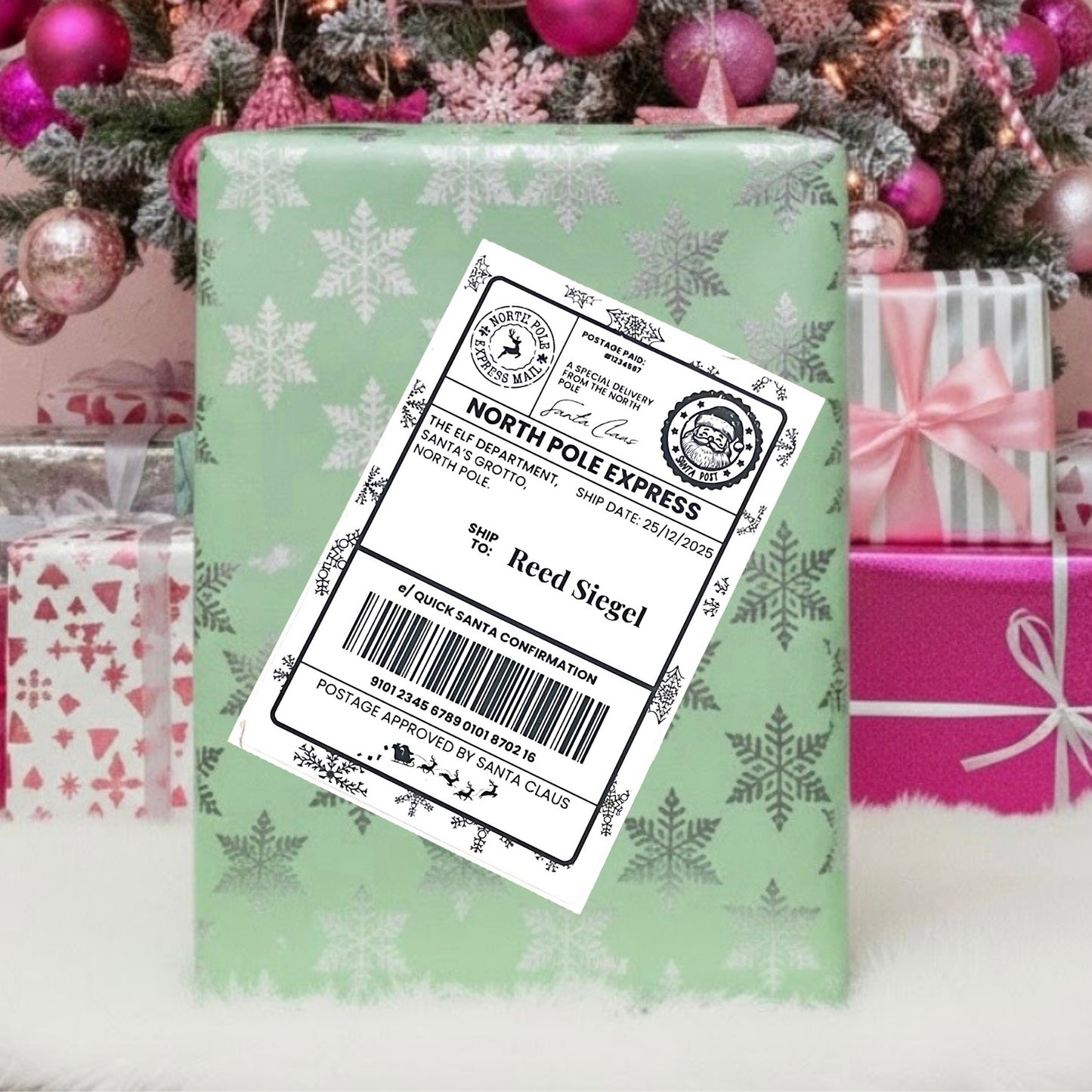 Official North Pole Shipping Labels – Pack of 10 Snow Flake