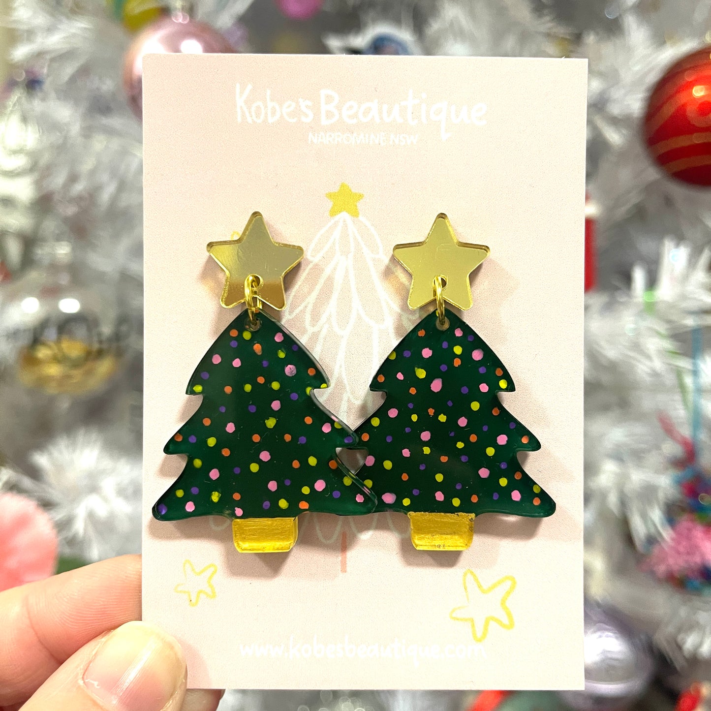 Christmas Tree Dangles - Hand painted. One of a kind.