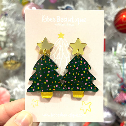 Christmas Tree Dangles - Hand painted. One of a kind.