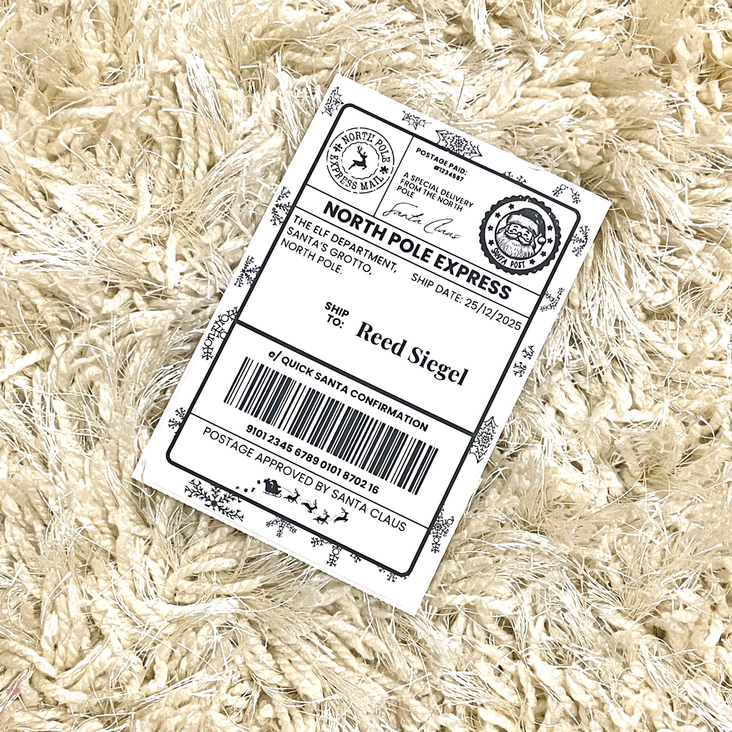 Official North Pole Shipping Labels – Pack of 10 Snow Flake