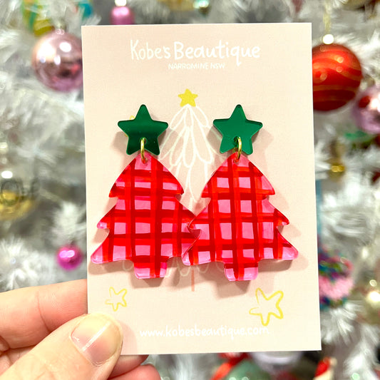 Christmas Tree Dangles - Hand painted. One of a kind.