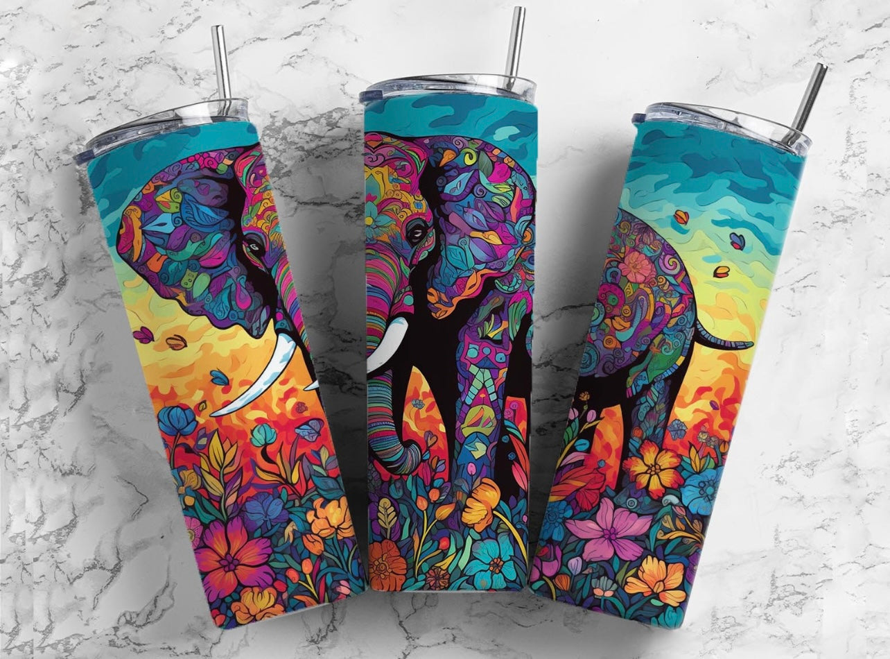 Rainbow Elephant - Tumbler