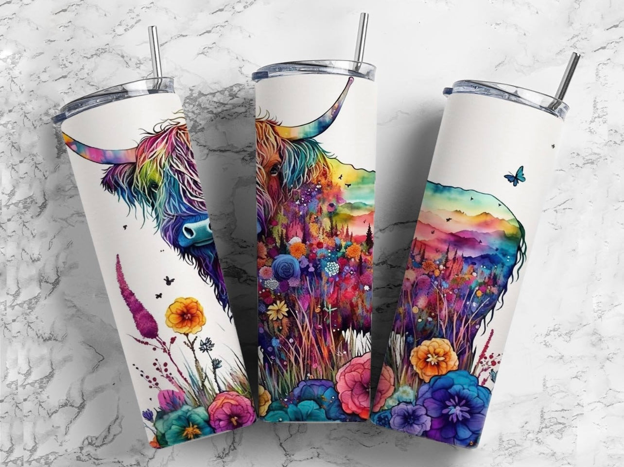 Watercolour Highland Cow - Tumbler