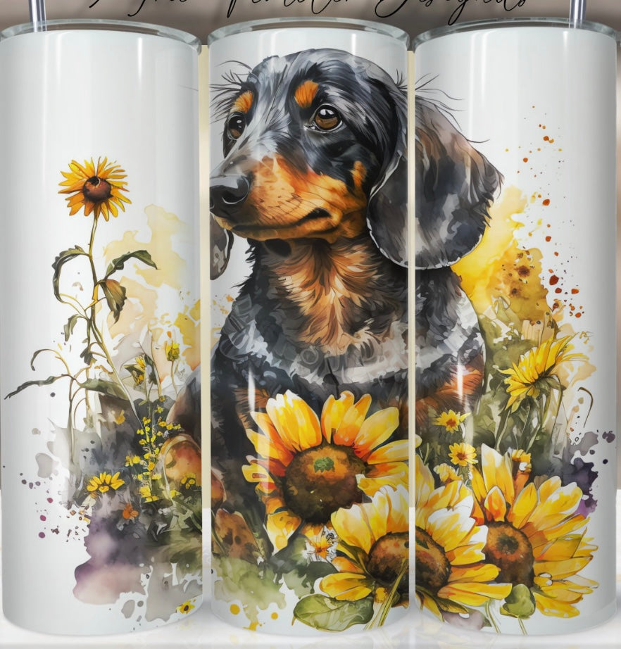Dachshund with Sunflowers - Tumbler
