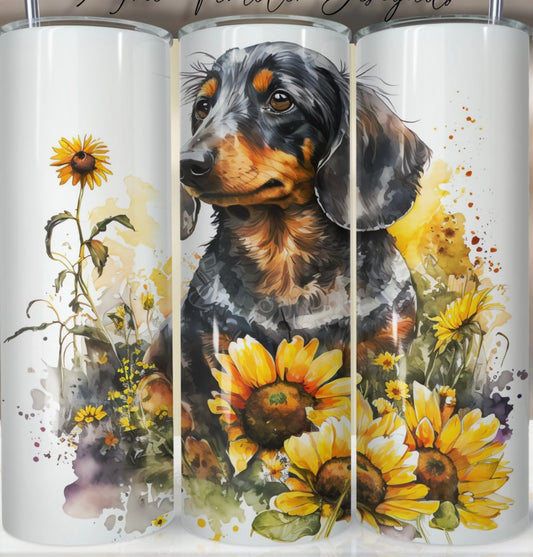 Dachshund with Sunflowers - Tumbler