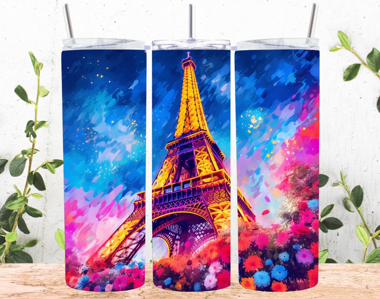 Neon Eiffel Tower - Tumbler
