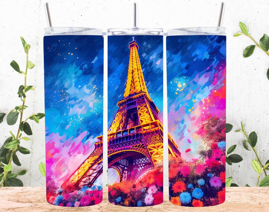 Neon Eiffel Tower - Tumbler