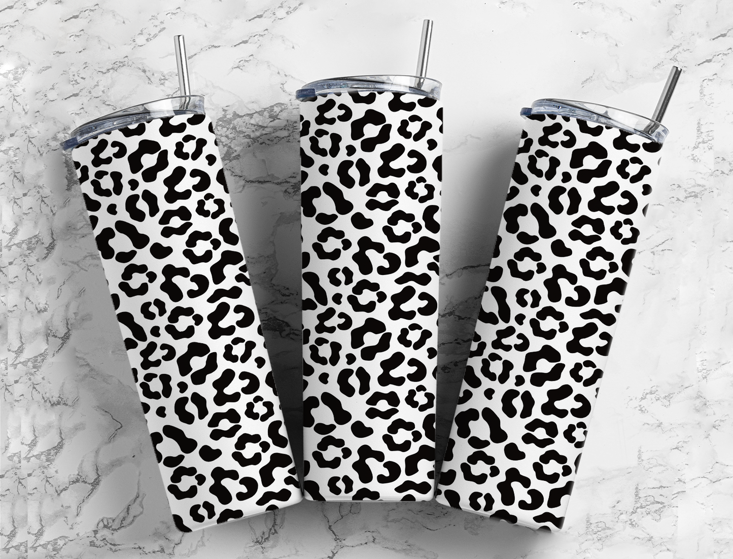Leopard - Black & White Print - Tumbler