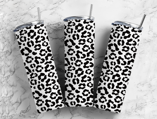 Leopard - Black & White Print - Tumbler